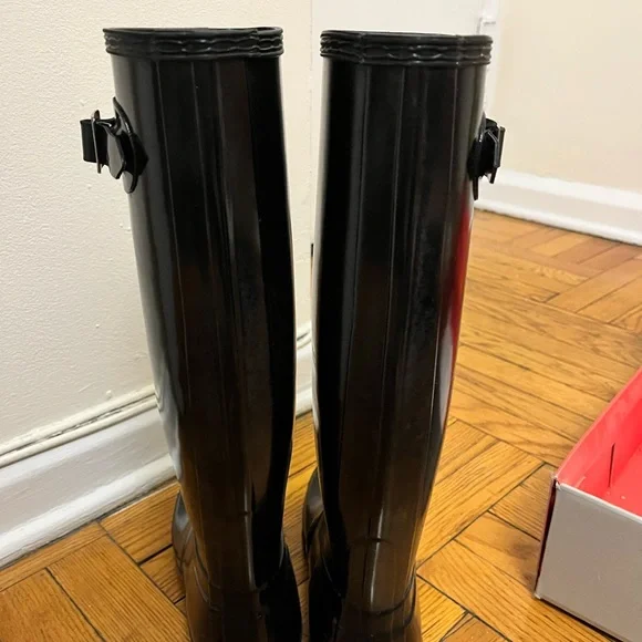 Hunter Original Tall Gloss Rain boots size 8 black - Picture 7 of 8